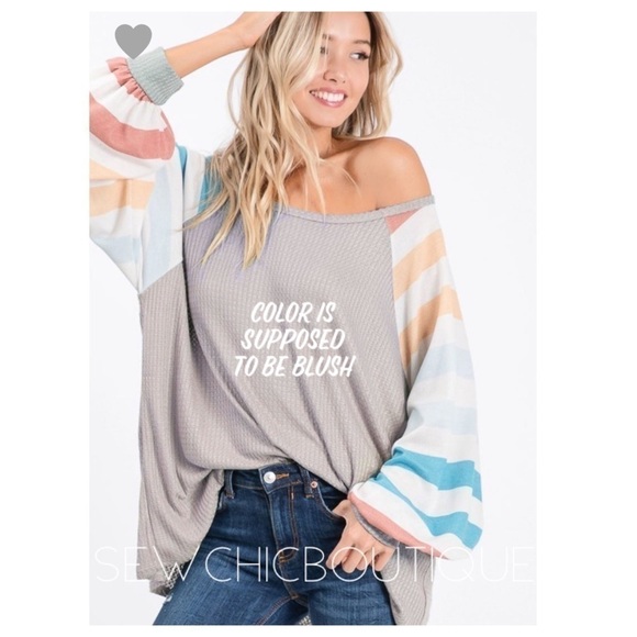 Blush Thermal w/ Multi color Balloon sleeves - Picture 2 of 5